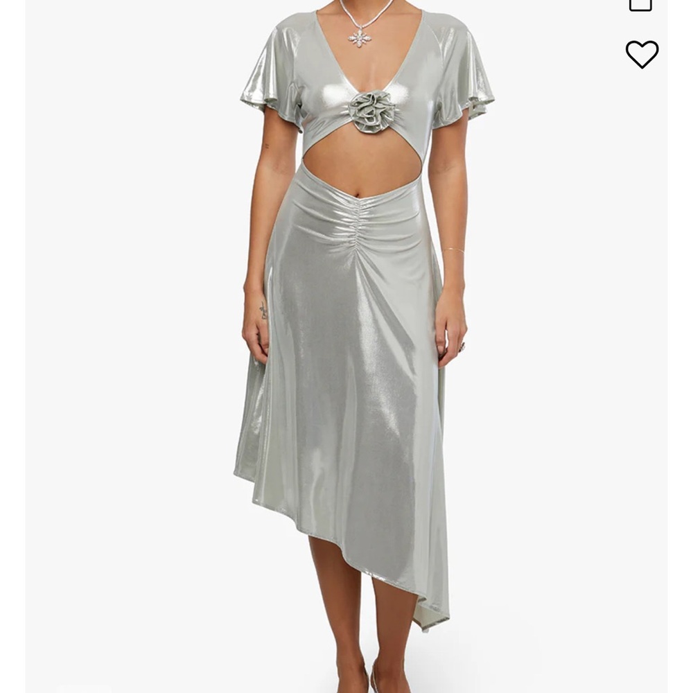 WeWoreWhat Olive Green Asymmetrical Tie Front Sundress